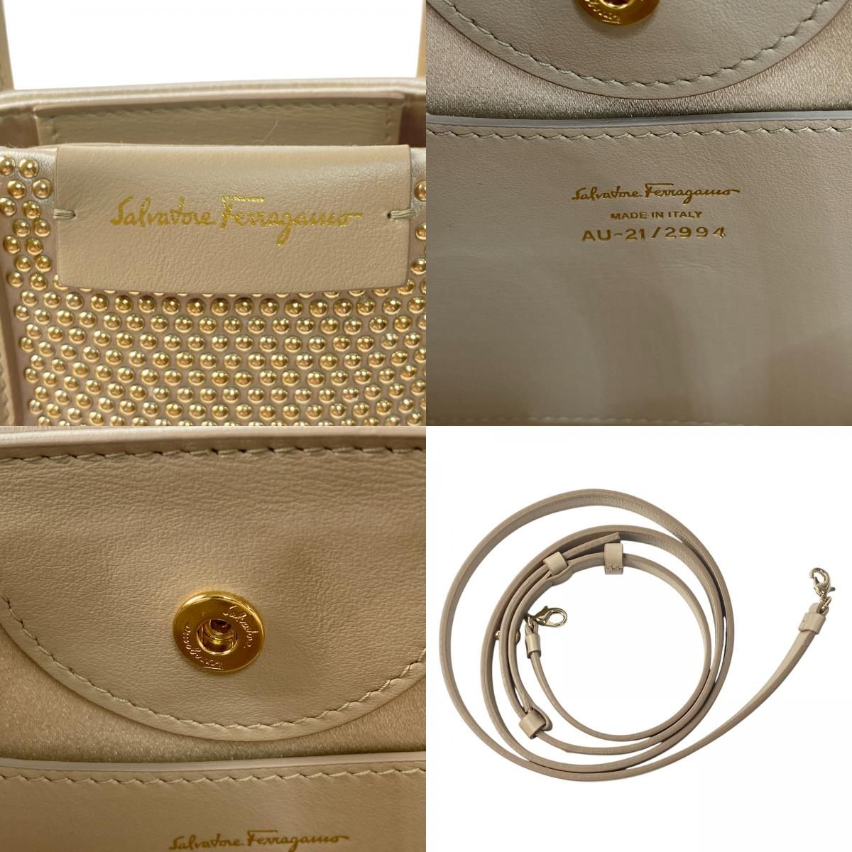 未使用 フェラガモ Ferragamo レディース スタッズ ミニ 2way 