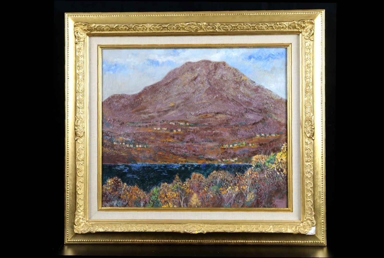 肉筆油絵(額付き)駒ヶ岳の春　　1980年　汪 楽天市場】絵画 油絵 木曽 駒ヶ岳 （岡島哲夫） 送料無料 【海