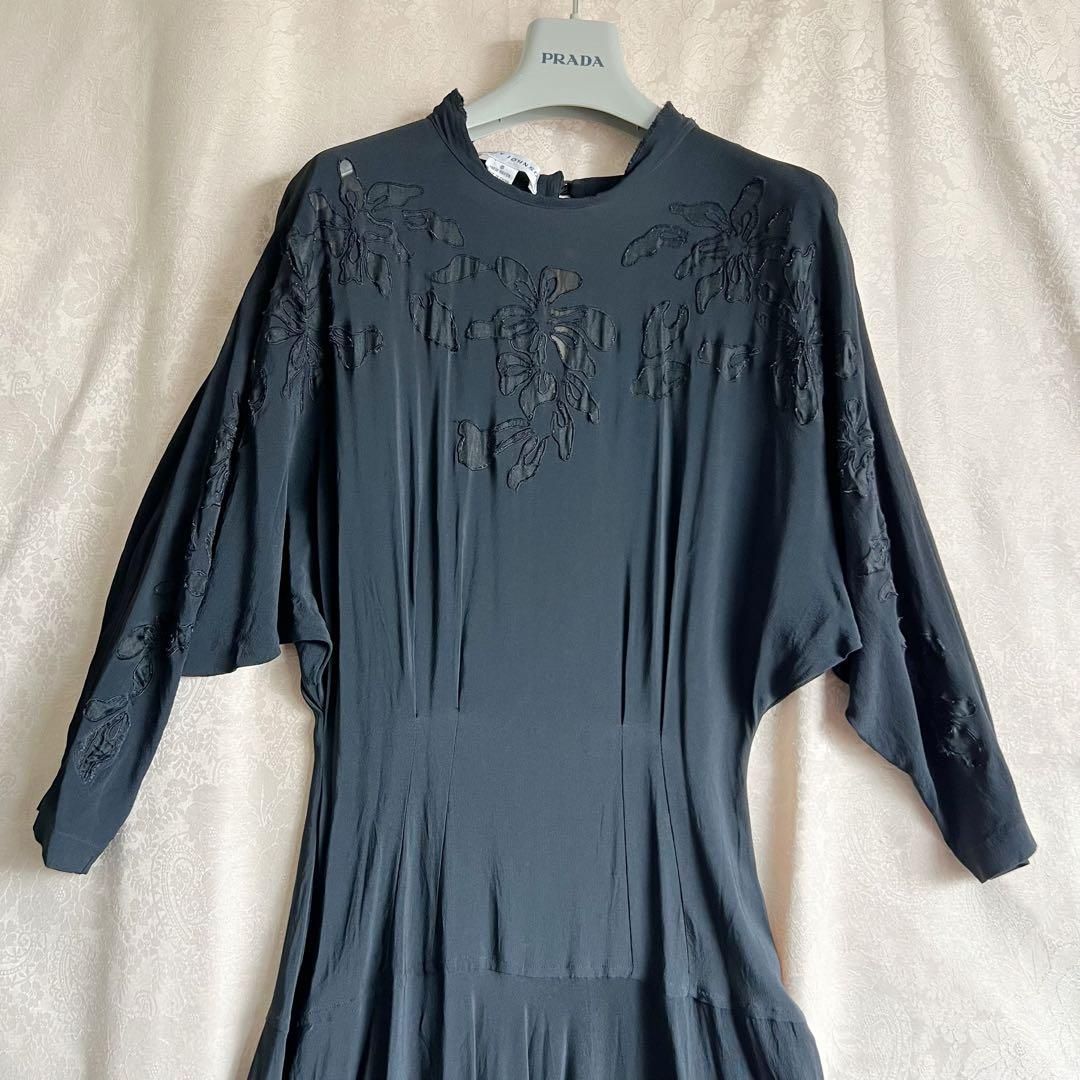 VINTAGE USA ロングワンピース ナンシージョンソン 黒 S nancy johnson