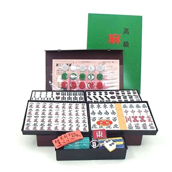 新着商品 黄 点棒付 牌ストラップ付 天和 手打ち国産麻雀牌 くずれにくいアール牌