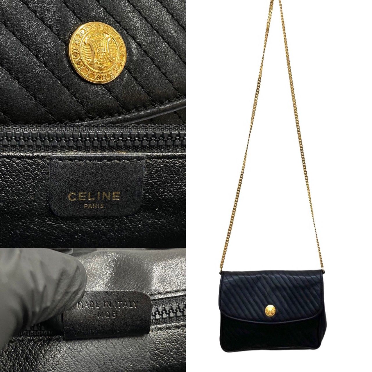 極 美品 袋付 CELINE セリーヌ ヴィンテージ トリオンフ ロゴ 金具