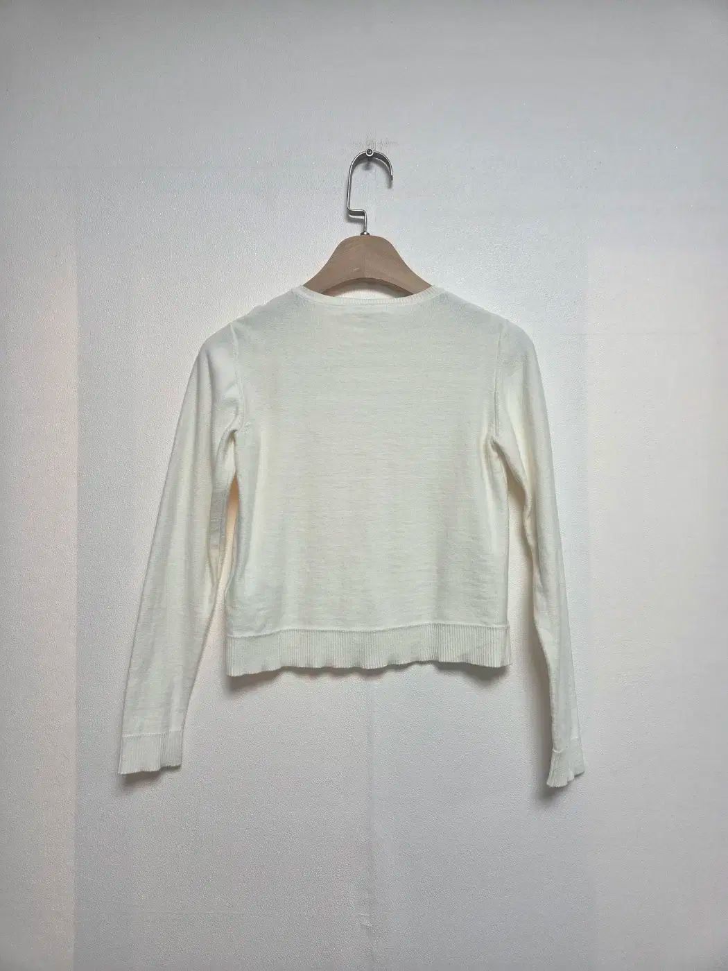 ボンポワン チェリー 刺繡 コットン ニット カーディガン ホワイト 10Y