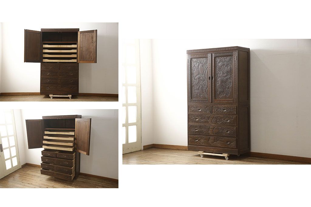 ホワイト 3段チェスト 訳あり品　写真をご確認 TST06-④ ホワイト 3段チェスト ゴールド脚 訳あり品 写真をご確認 TST06-②