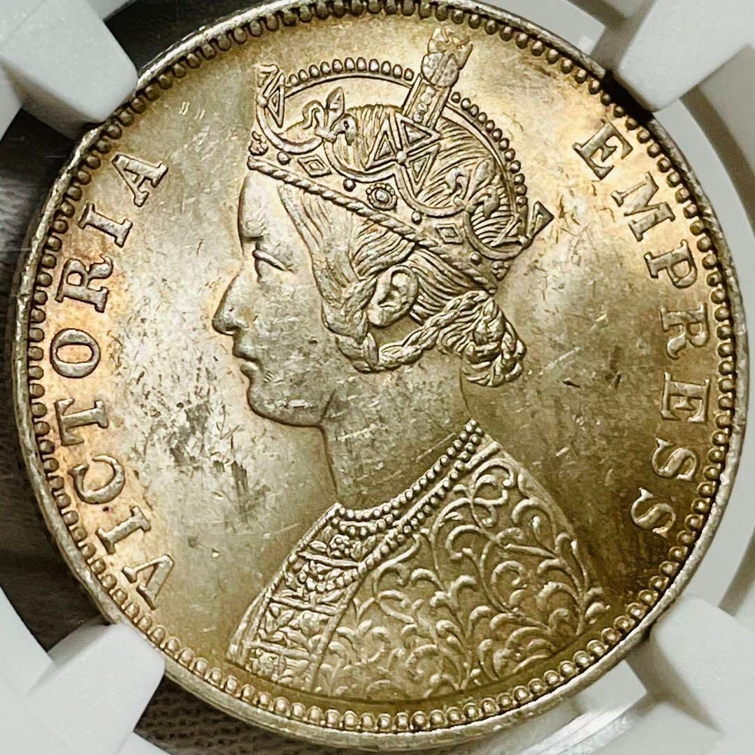 1901年 英領インド ヴィクトリア女王 ルピー銀貨 NGC MS621901年