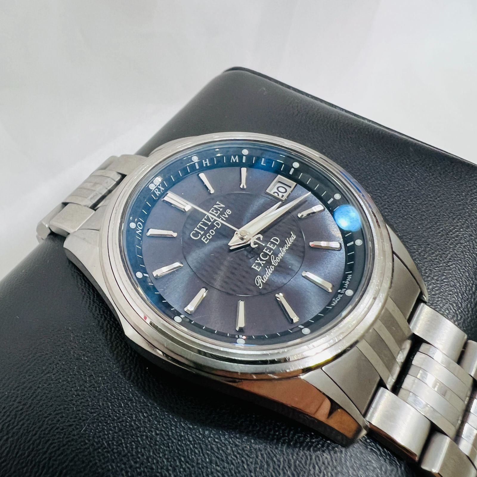 A【中古】 稼動品 CITIZEN シチズン EXCEED エクシード ブラック シルバー 電波ソーラー エコドライブ メンズ 腕時計 H111‐ T011390 ファッション 腕時計 デート 仕事 H111‐T011390 箱付き - メルカリ