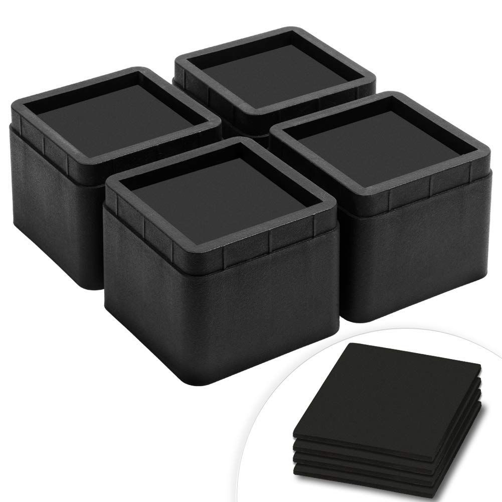 【在庫セール】(耐荷重1000kg) 暖房器具 高さ調整 テーブル脚台 継ぎ足 ブラック 継足し こたつ 高さ調節脚 高さを上げる (高さ5cm) 4個セット ベッドの高さをあげる足 テーブル・ベッドの高さ