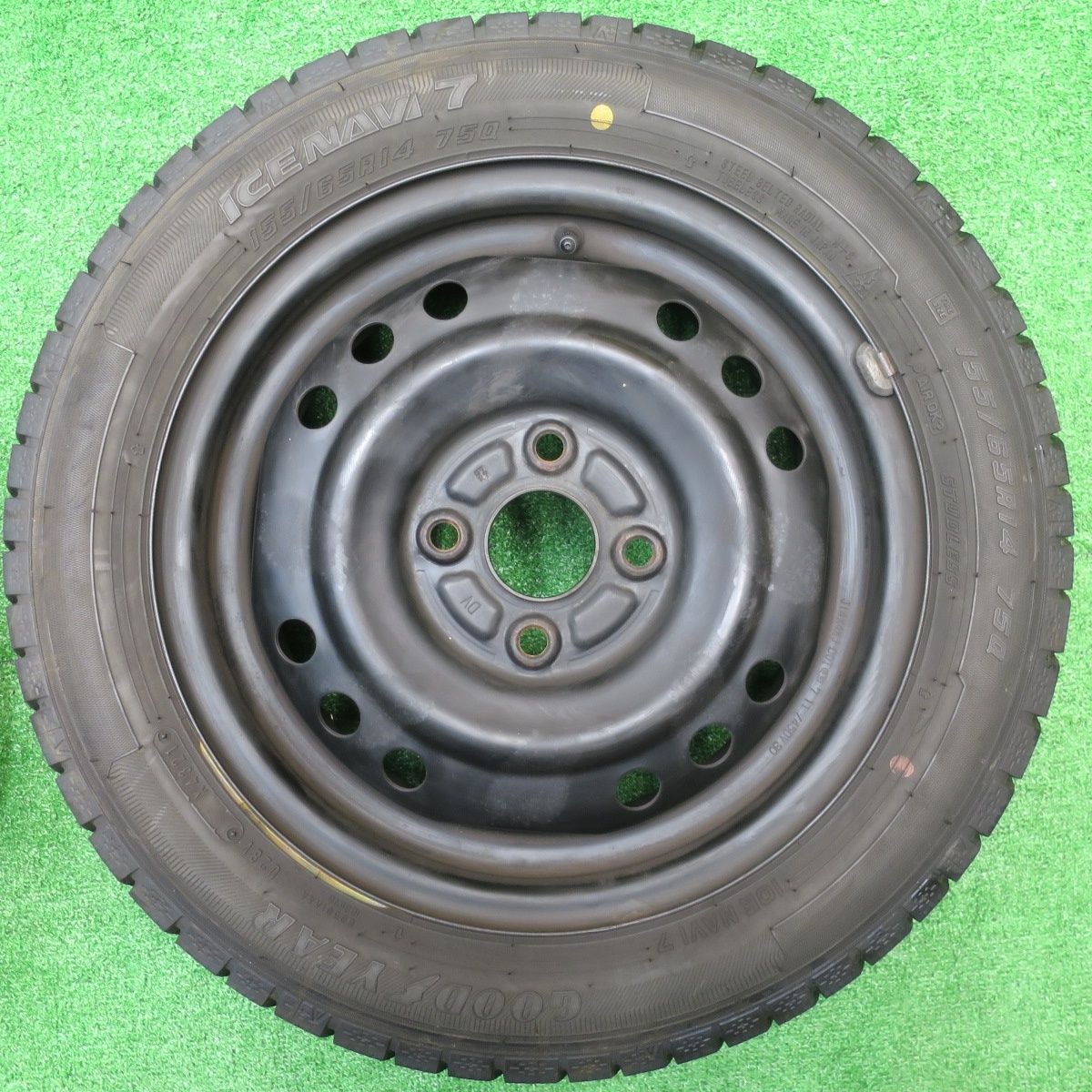 バリ溝 21年 9分 スタッドレス 155|65R14 グッドイヤー アイスナビ7 スチール ホイール 14インチ PCD100|4H 5101606NJス