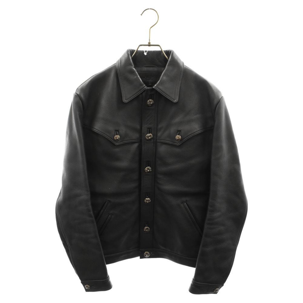 CHROME HEARTS (クロムハーツ) CLASSIC JEAN LTHR/レザークラシックジーン クロスボタン 現行型レザージャケット ブラック
