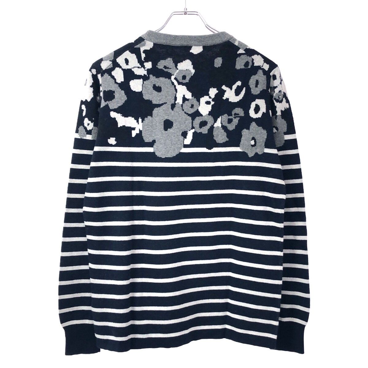 sacai サカイ 14SS フローラルボーダーニットセーター ネイビー 2 14