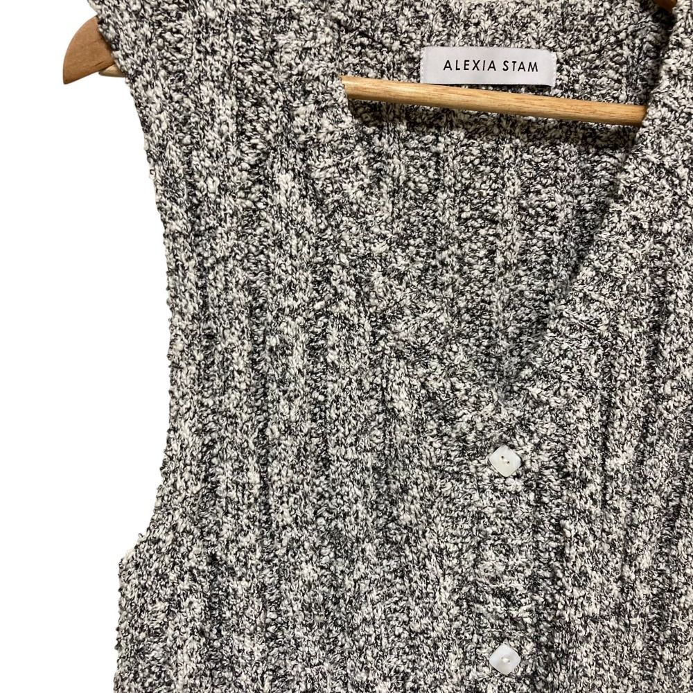 美品 24SS ALEXIA STAM アリシアスタン ニットベスト フリーサイズ ホワイト×ブラック レディース 古着 中古 USED 美品 24SS ALEXIA STAM アリシアスタン ニットベスト