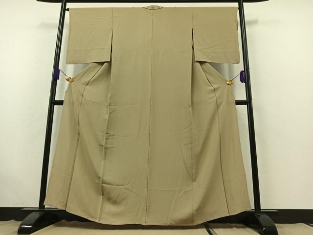 平和屋着物 上質な色無地 単衣 白橡色 正絹 AABB6205jh