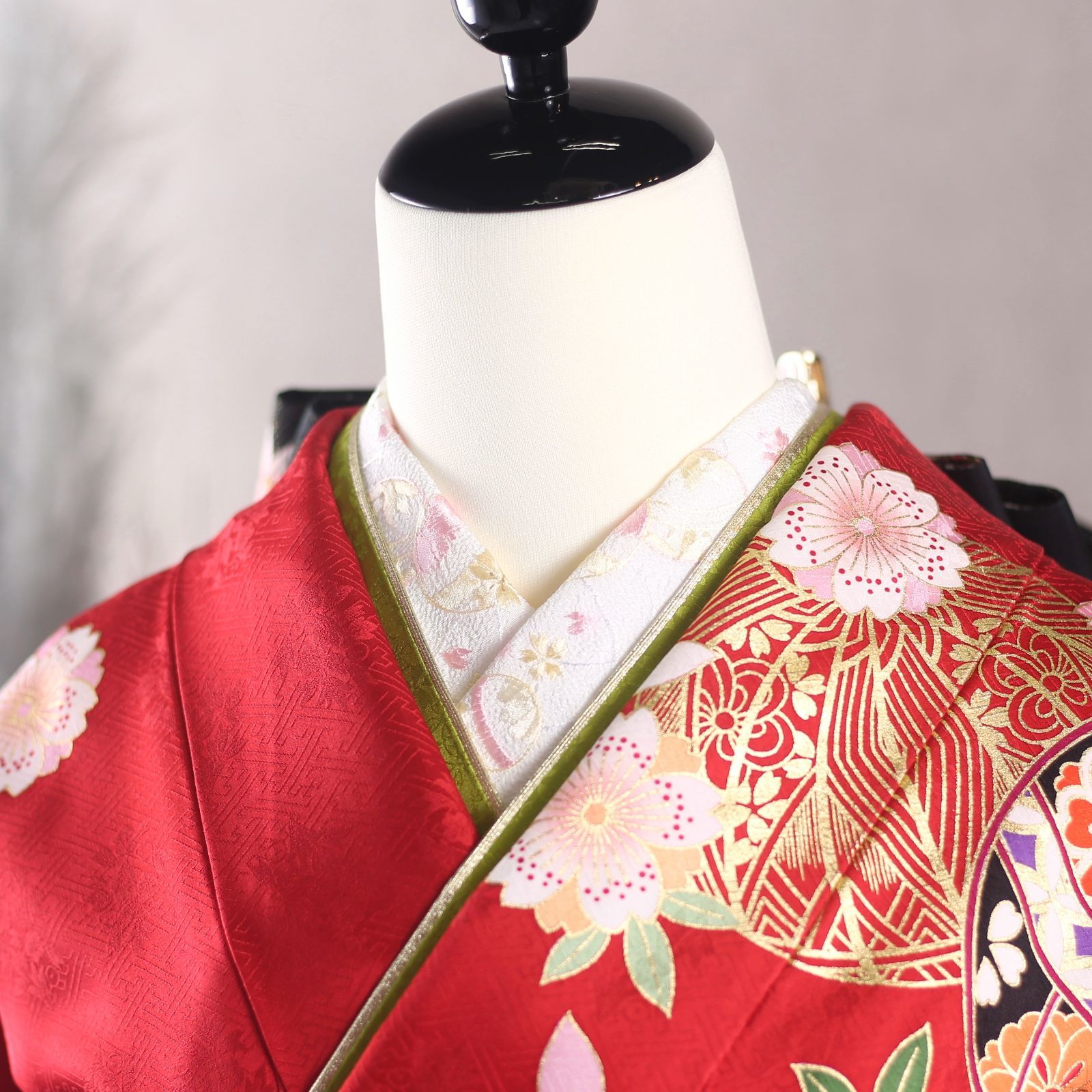 振袖フルセット 振袖セット 振袖 LLサイズ 中古 赤×古典 美品 成人式