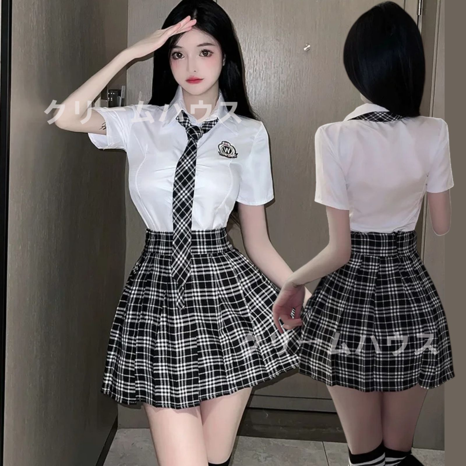 セーラー服　コスプレ　夏服　半袖　3点セット セーラー服 コスプレ 3点セット♡ Mサイズ JK制服 学生 半袖