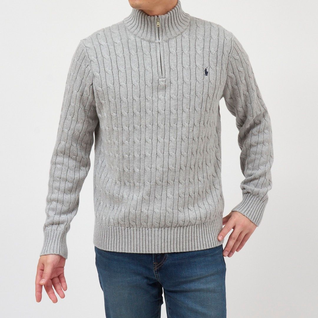 ポロ ラルフローレン POLO RALPH LAUREN メンズ ボーイズライン ニット セーター ハーフジップ プルオーバー ケーブルニット コットンニット 323868894 ANDOVER HEATHER