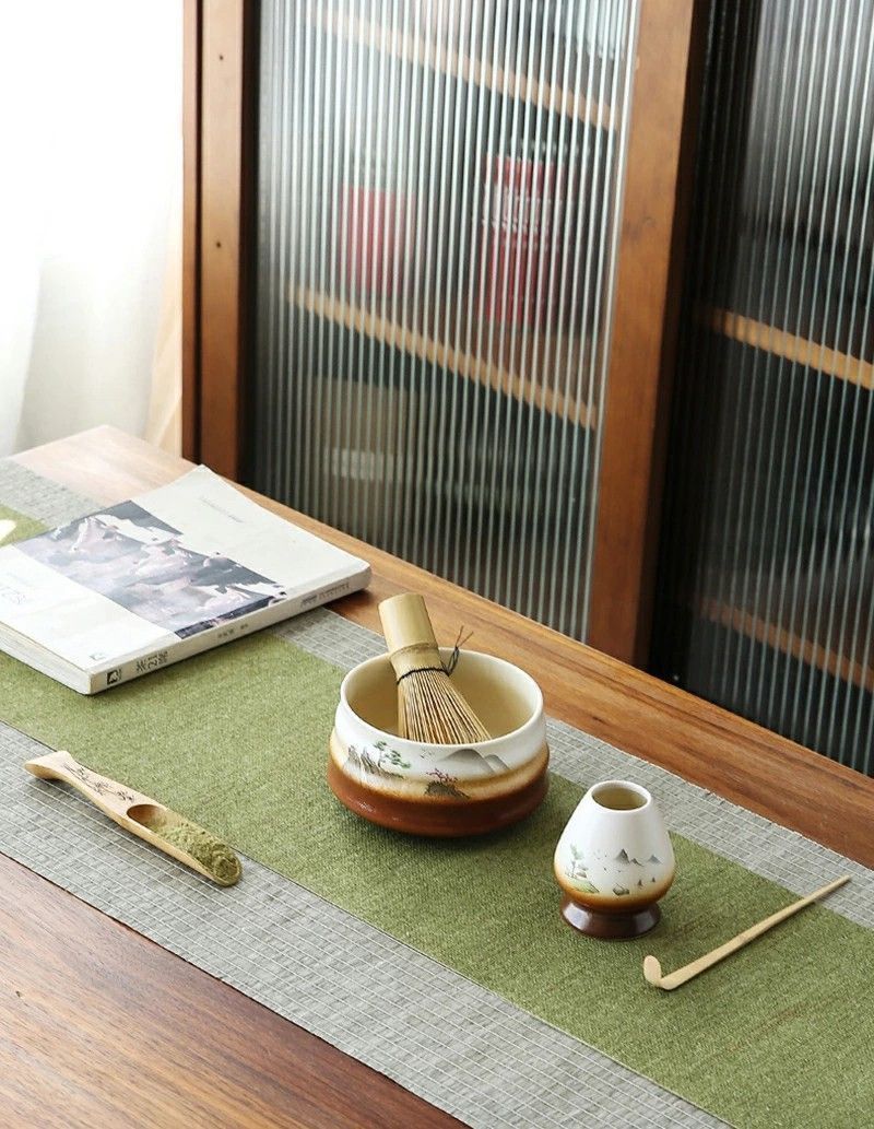 茶道具セット 陶器と竹製品 新品未使用】 茶道具 4点セット お抹茶セット 茶筅（茶筌）竹製