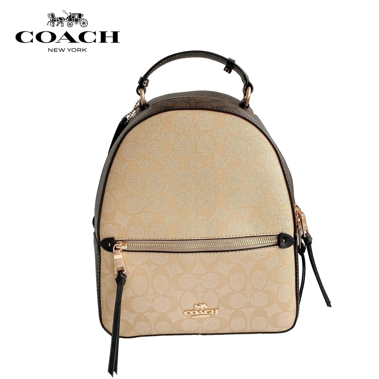 COACH コーチ C2002 バッグ リュック レザー バックパック レディース 旅行バッグ 通勤 ベージュ×ブラウン アウトレット品 - メルカリ