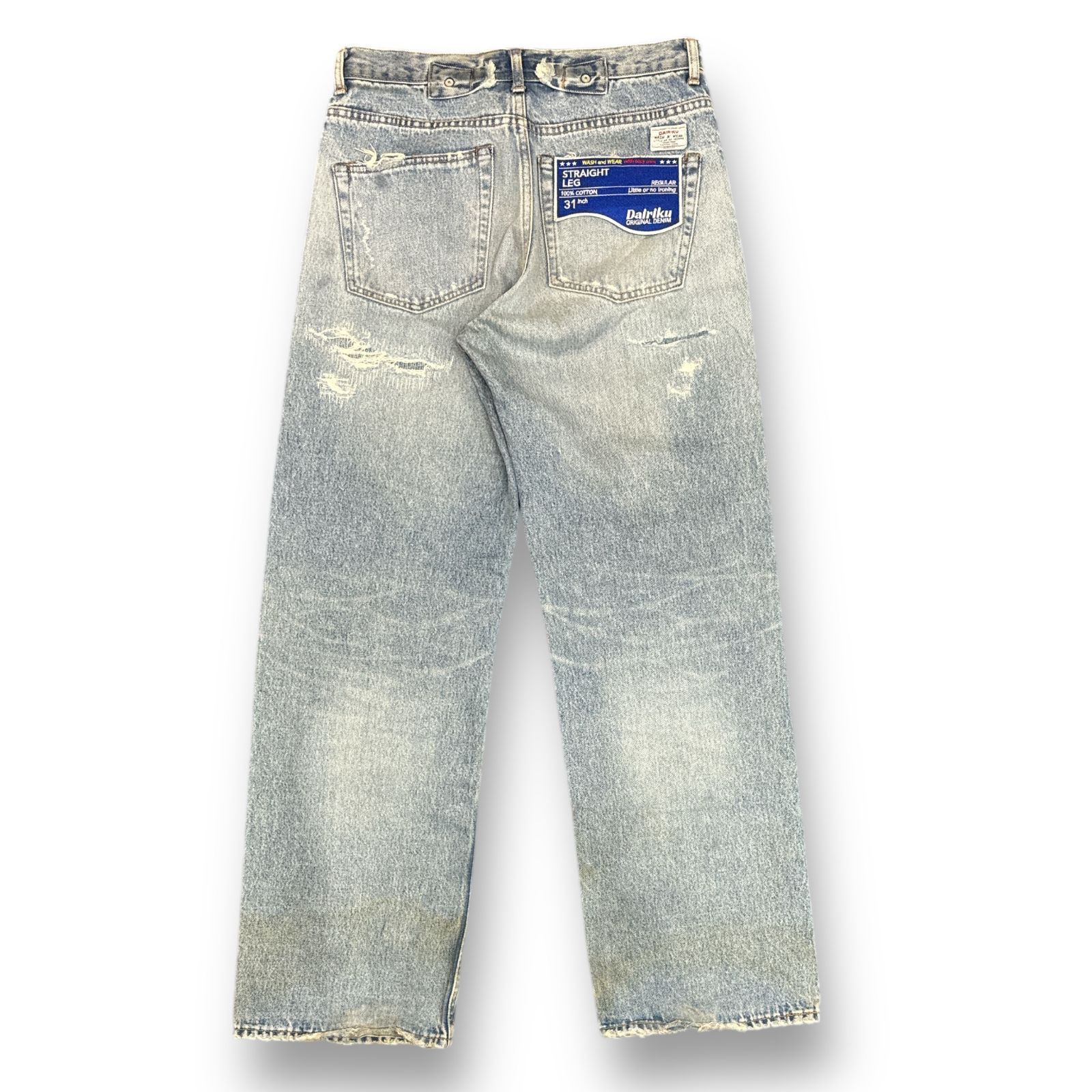 定価82500円 DAIRIKU 21AW Repair Straight Denim Pants リペア ストレート デニム パンツ  ヴィンテージ加工 ダメージ加工 ジーンズ ダイリク 21AW D-5 ライトインディゴ系 79368A7 - メルカリ