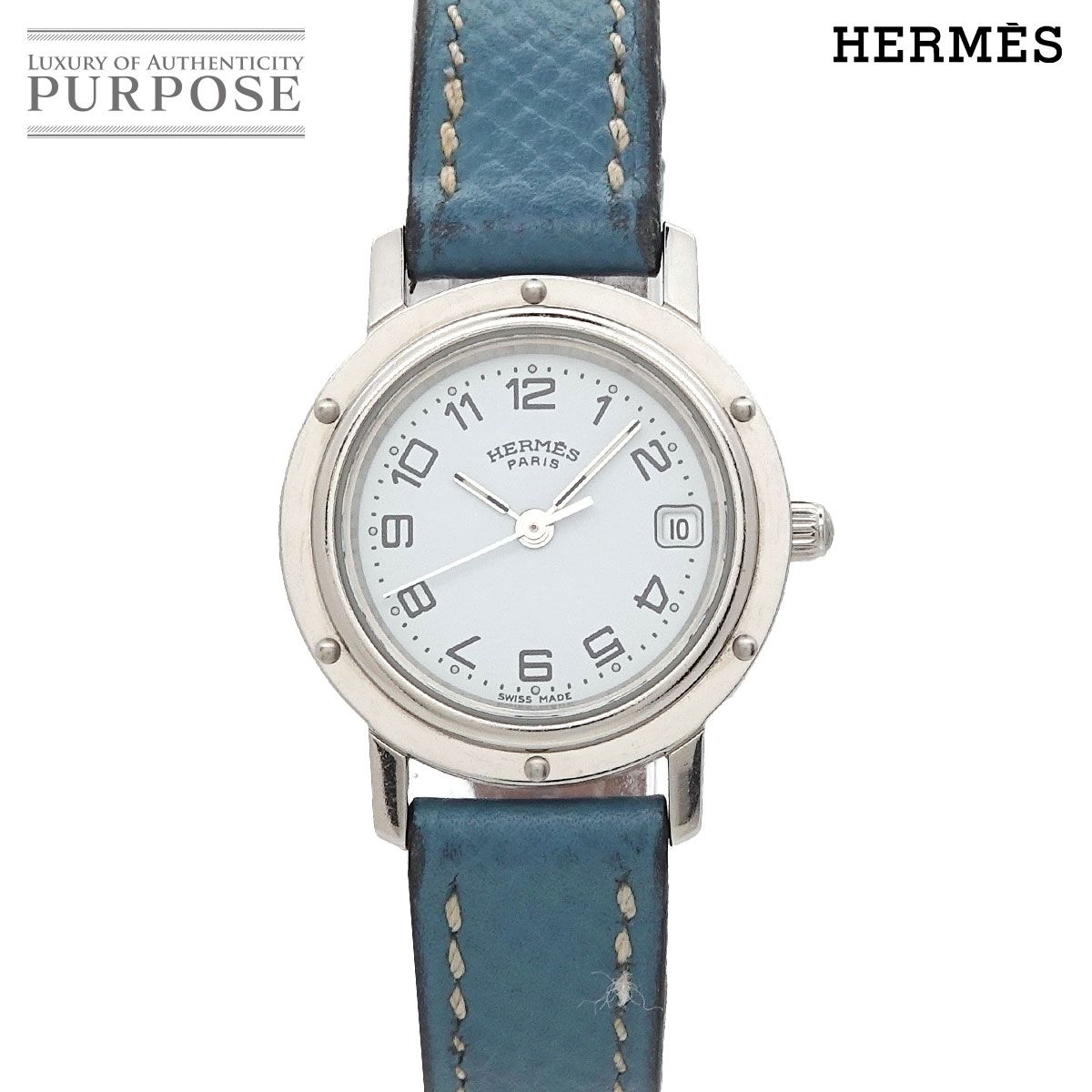 エルメス クリッパー CL4.210 クォーツ ネイビー レディース 腕時計  