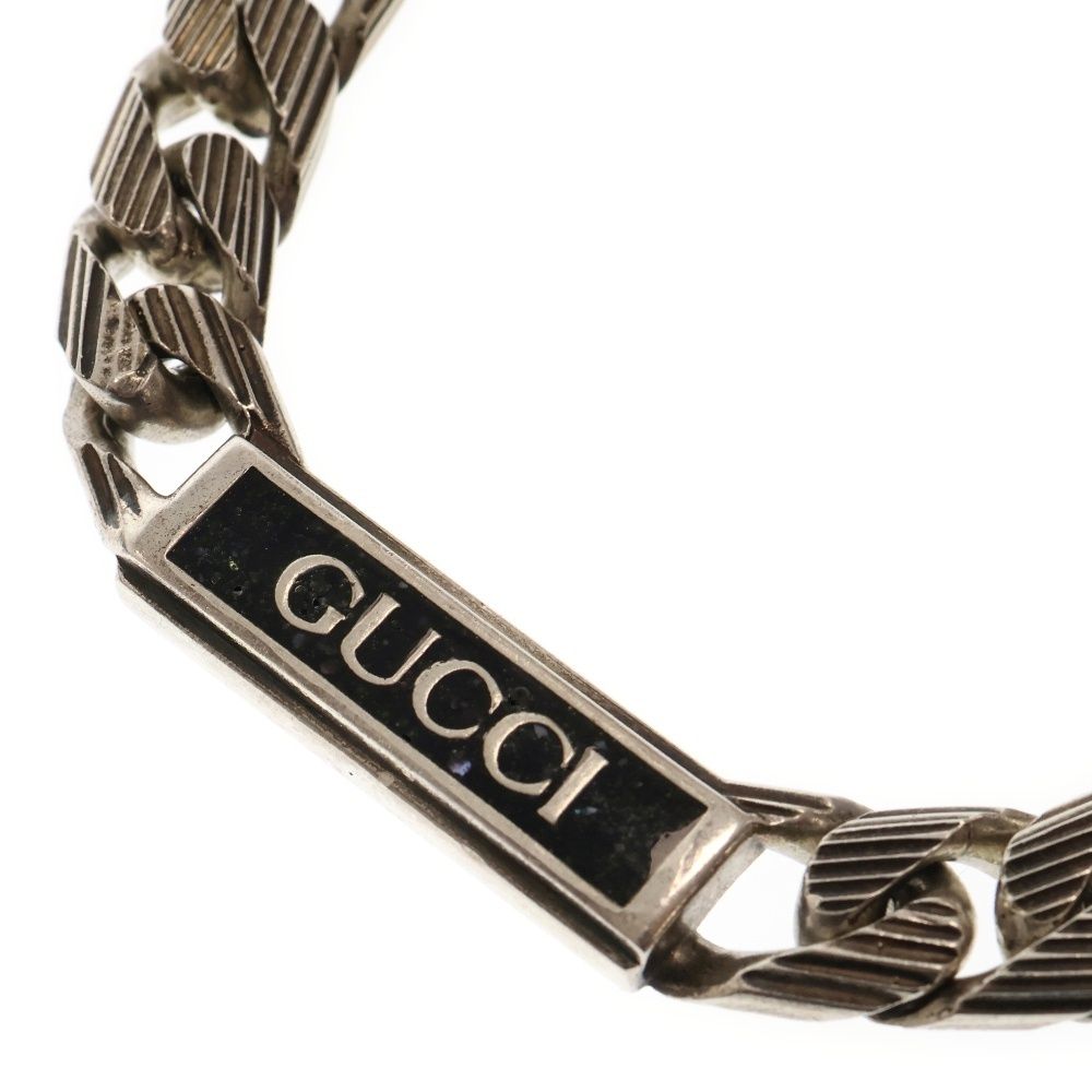 GUCCI (グッチ) ロゴ プレート ネックレス Ag925 シルバー ロゴ