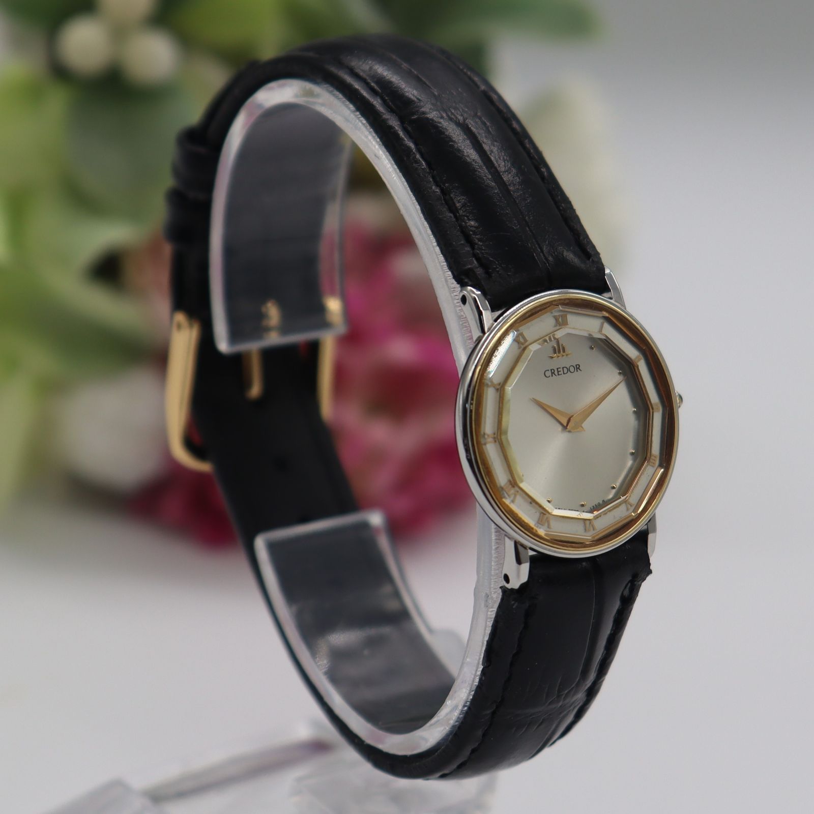 電池新品 セイコー クレドール 2F70-0300 クォーツ 18KT＋SS ローマン