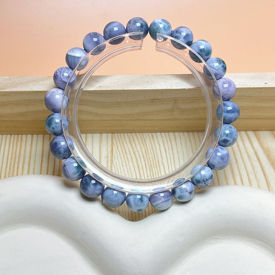 10 OFF 上品 EU製 ドミニカ共和国産のパープルラリマー ペクトライト パワーストーン ブレスレット 天然石 開運 金運 プレゼント2 8.2-8.7mm ZB9292