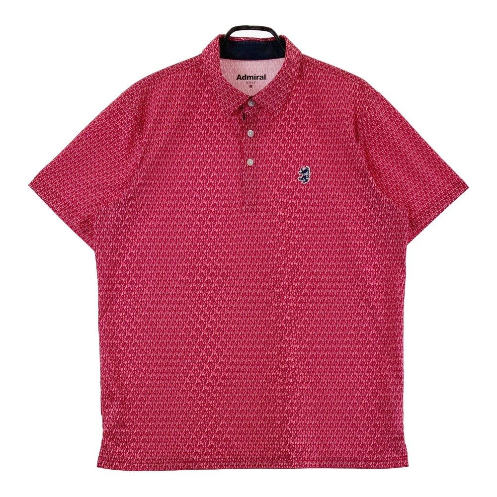 サイズ：XL ADMIRAL アドミラル 2023年モデル 半袖ポロシャツ ロゴ総柄 レッド系 [240101298450]# ゴルフウェア メンズ ストスト