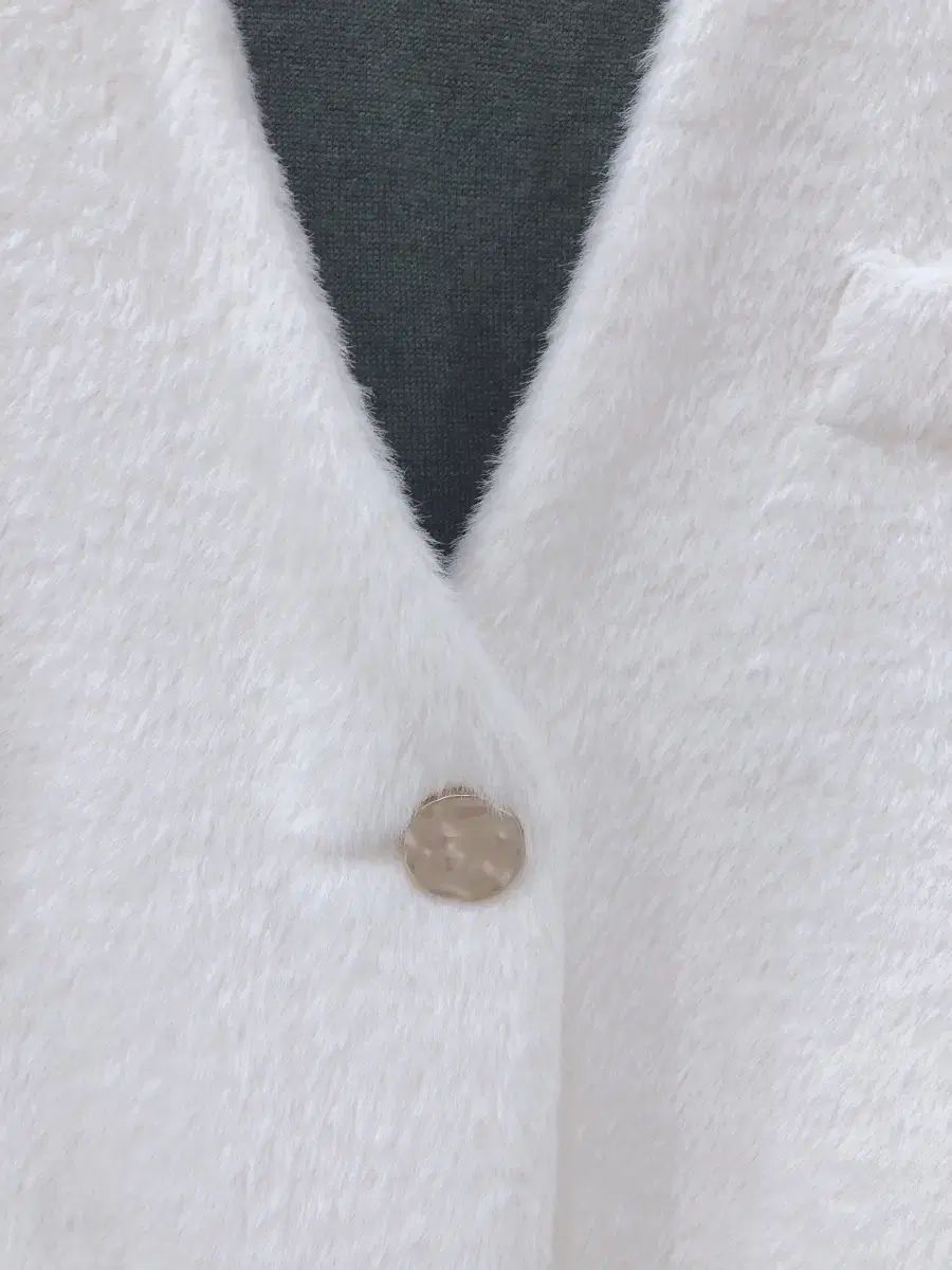アイボリー Vネック アンゴラ コート ジャケット free 55 66
