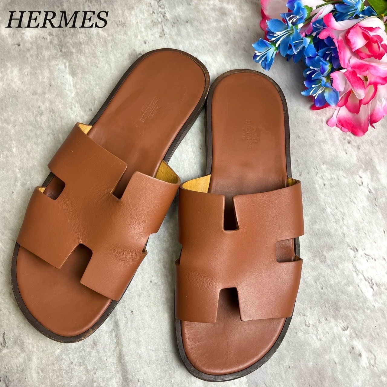 ✨良品✨HERMES エルメス サンダル 靴 スリッパ イズミール レザー