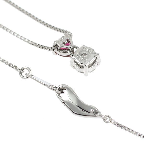 Pt900 Pt850 ハートシェイプ ルビー ダイヤモンド ペンダントネックレス 0.21ct D0.302ct