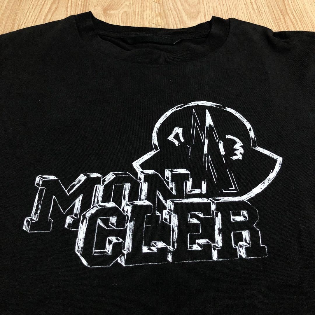 お年玉OFF◎〜1|3 モンクレール 黒ワッペン × 3Dプリント ロンT