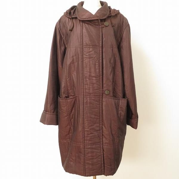 wnc レリアン Leilian コート 13+ 茶系 中綿 ジップアップ フード付き