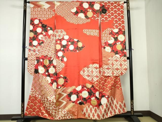 大得価，限定セール 平和屋着物▼豪華振袖　駒刺繍　雲取り吉祥花文　金彩　正絹　逸品　DAAW3026fe