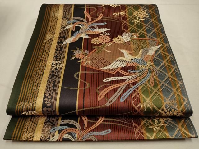 平和屋本店□極上 男性 角帯 紙布 間道 箱付き 逸品 DZAA7466kh5