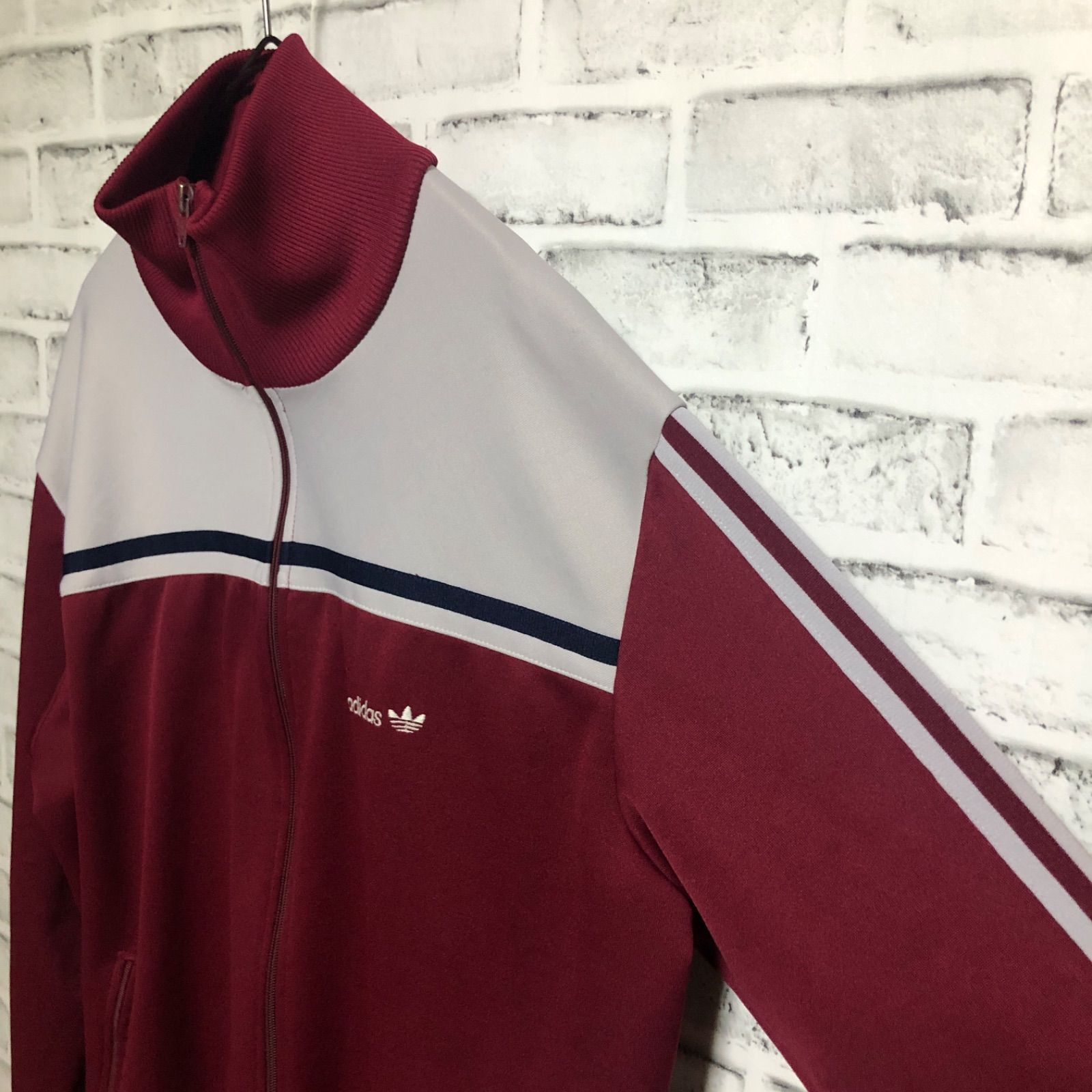 80s⭐️adidas トラックジャケット L ワインレッド 刺繍 vintage