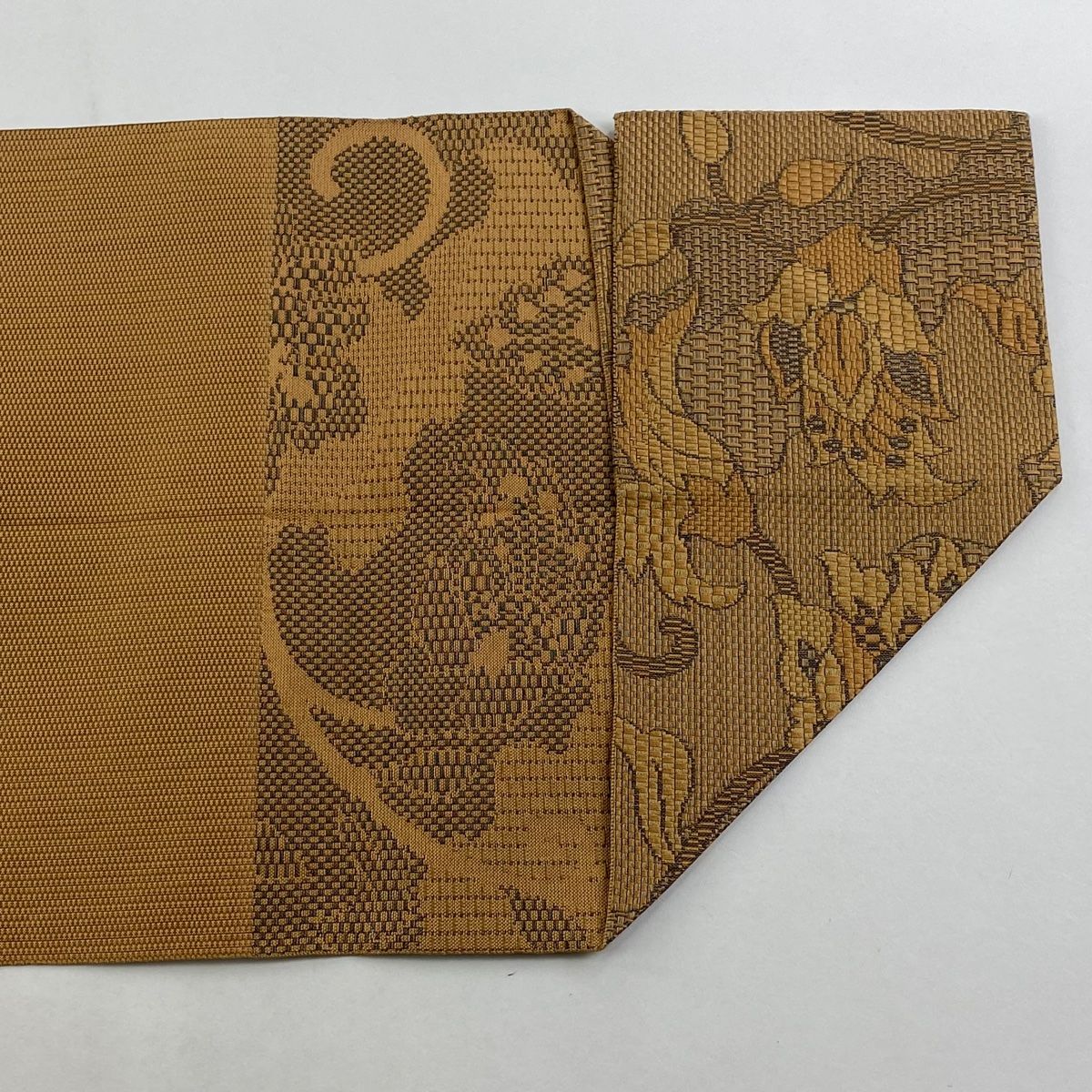 美品】 名古屋帯 優品 八寸名古屋帯 松葉仕立て 関西仕立て 花唐草