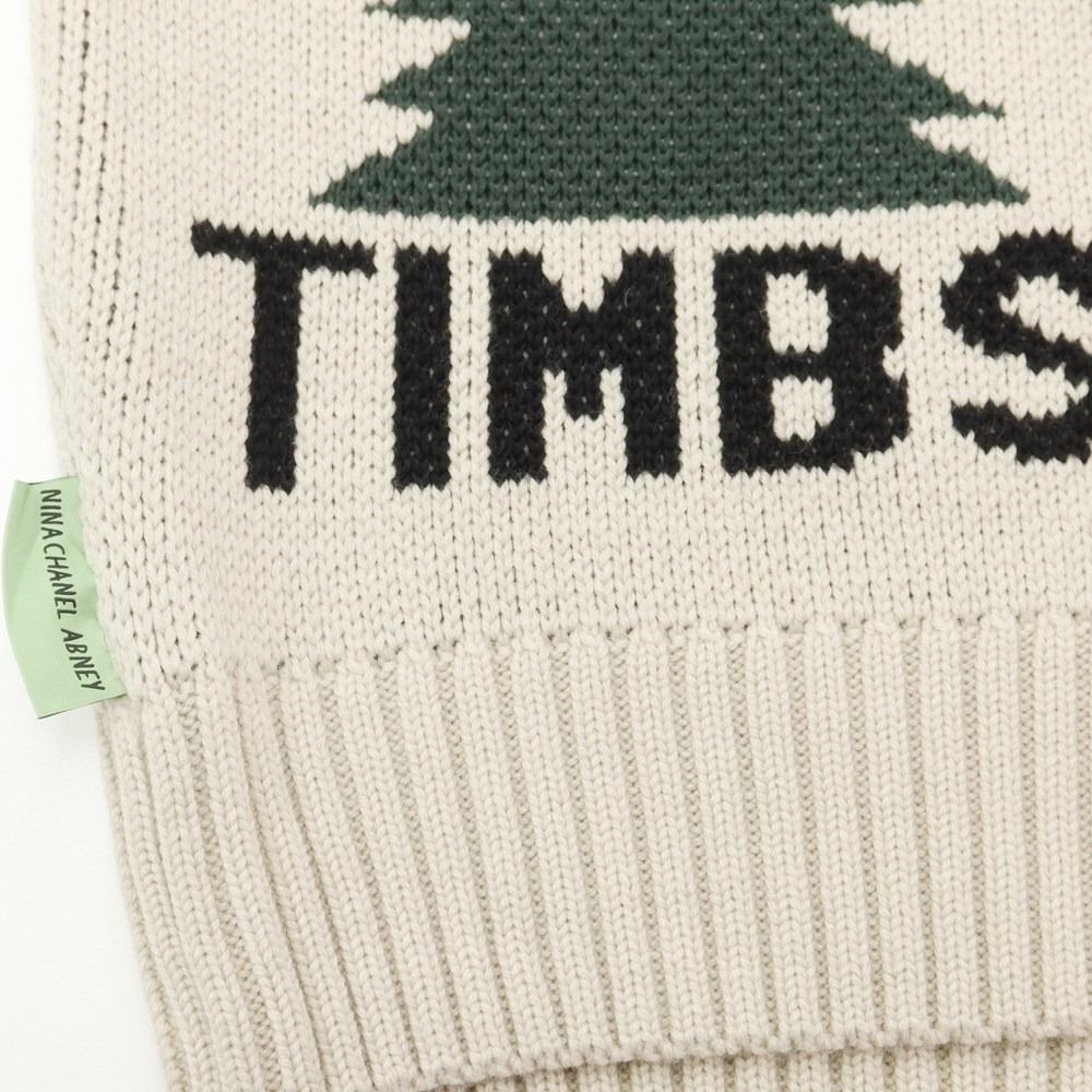 【中古】【未使用】ティンバーランド Timberland × Nina Chanel Abney 2023年秋冬 ミドルゲージウールコットン カーディガン ライトベージュxブラック【サイズM】【ユニセックス】 中古】【未使用】ティンバーランド Timberland × Nina Chanel Abney