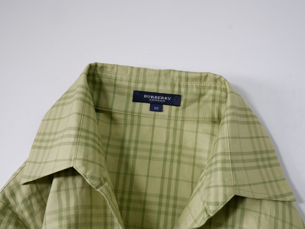 BURBERRY LONDONバーバリー ロンドン ホースマーク刺繍 8分袖チェック比翼コットンシャツ[LSHA77777] BURBERRY LONDONバーバリー ロンドン ホースマーク刺繍 8分袖