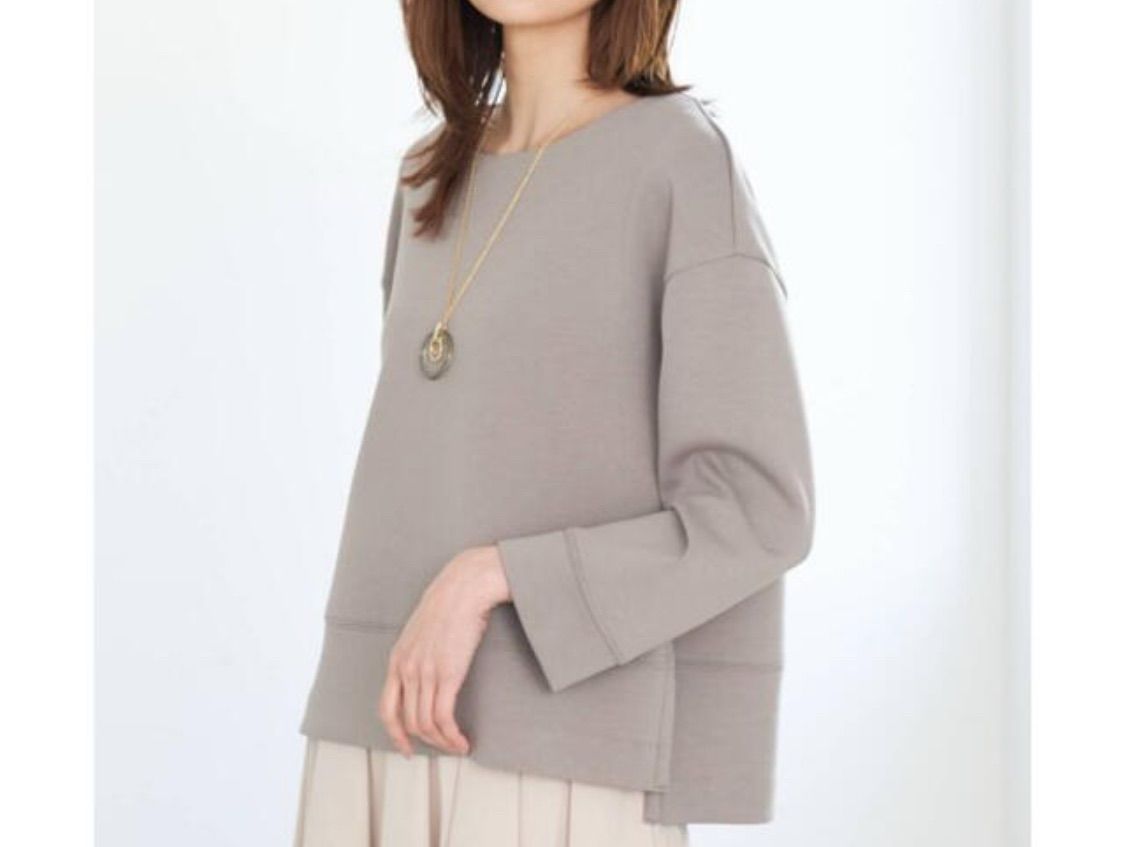 ANAYI アナイ ダンボールクループルオーバー カットソー トップス スリット 長袖 102118-15-450-92-380 ベージュ サイズ38 レディース 春 ゴーゴー古着久喜倉庫店 2 No.687