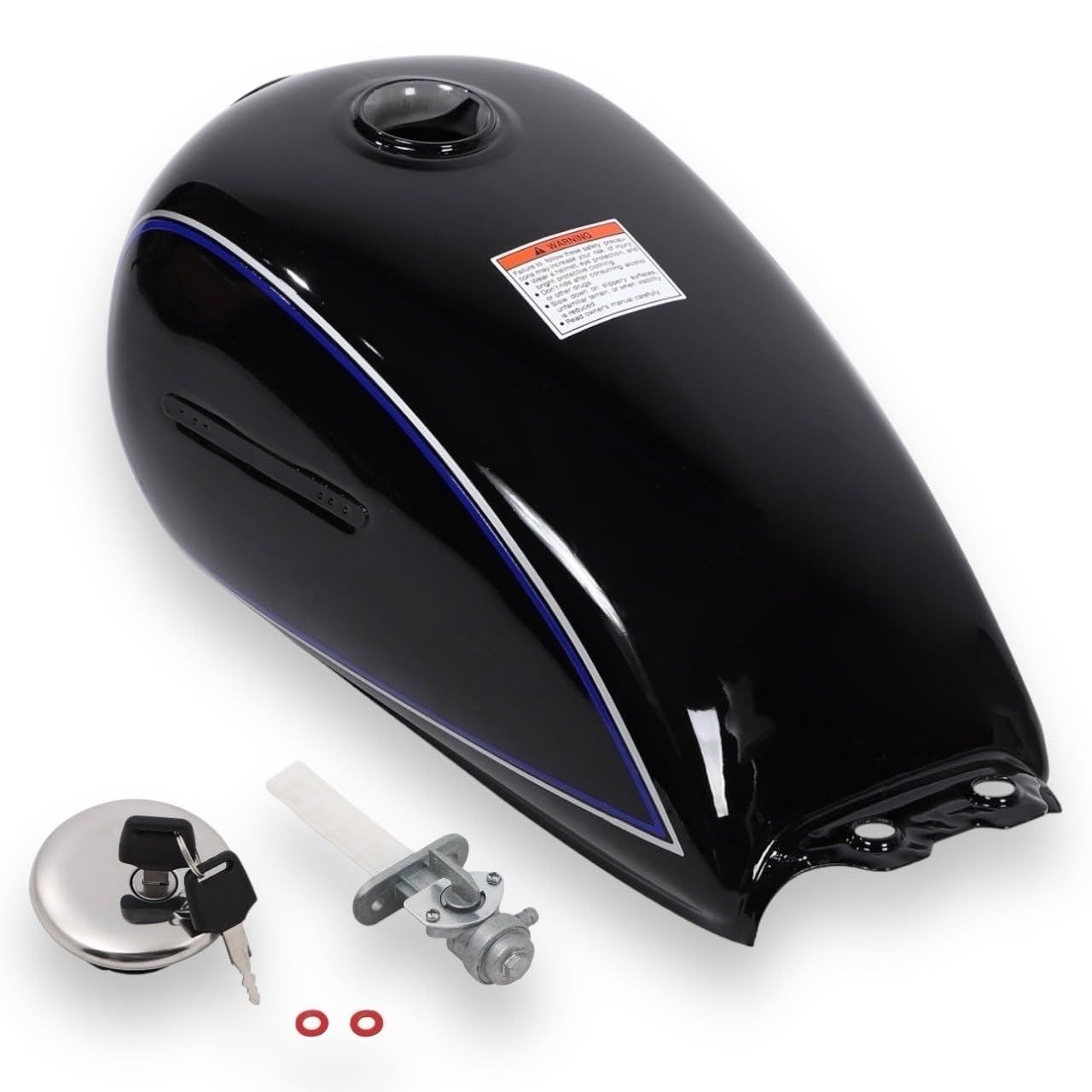 Kanoan スズキ 用 GN125 グラストラッカー ボルティ 燃料 タンク 10L キャップ コック キット セット ブラック 黒 燃料タンク タンクキャップ（鍵2個付き） 燃料コック 3点セット 社外品 