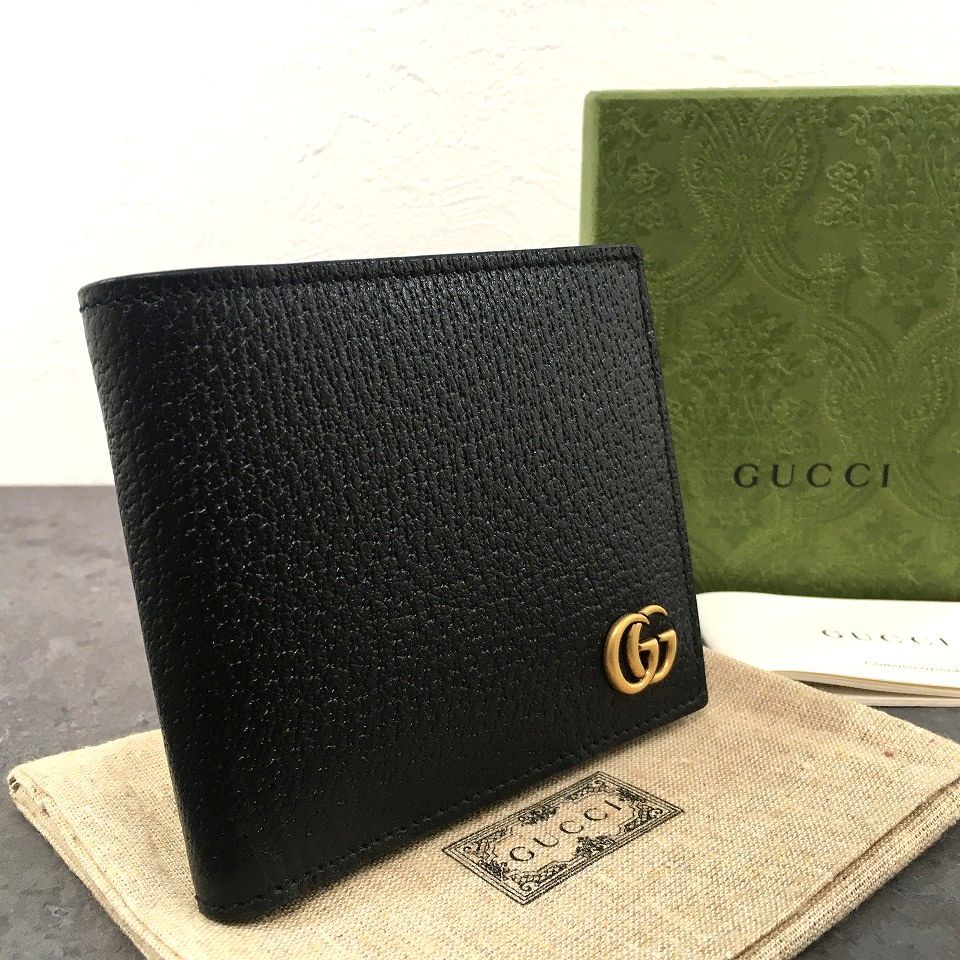 み GUCCI 二つ折り財布 428725 ブラック 364