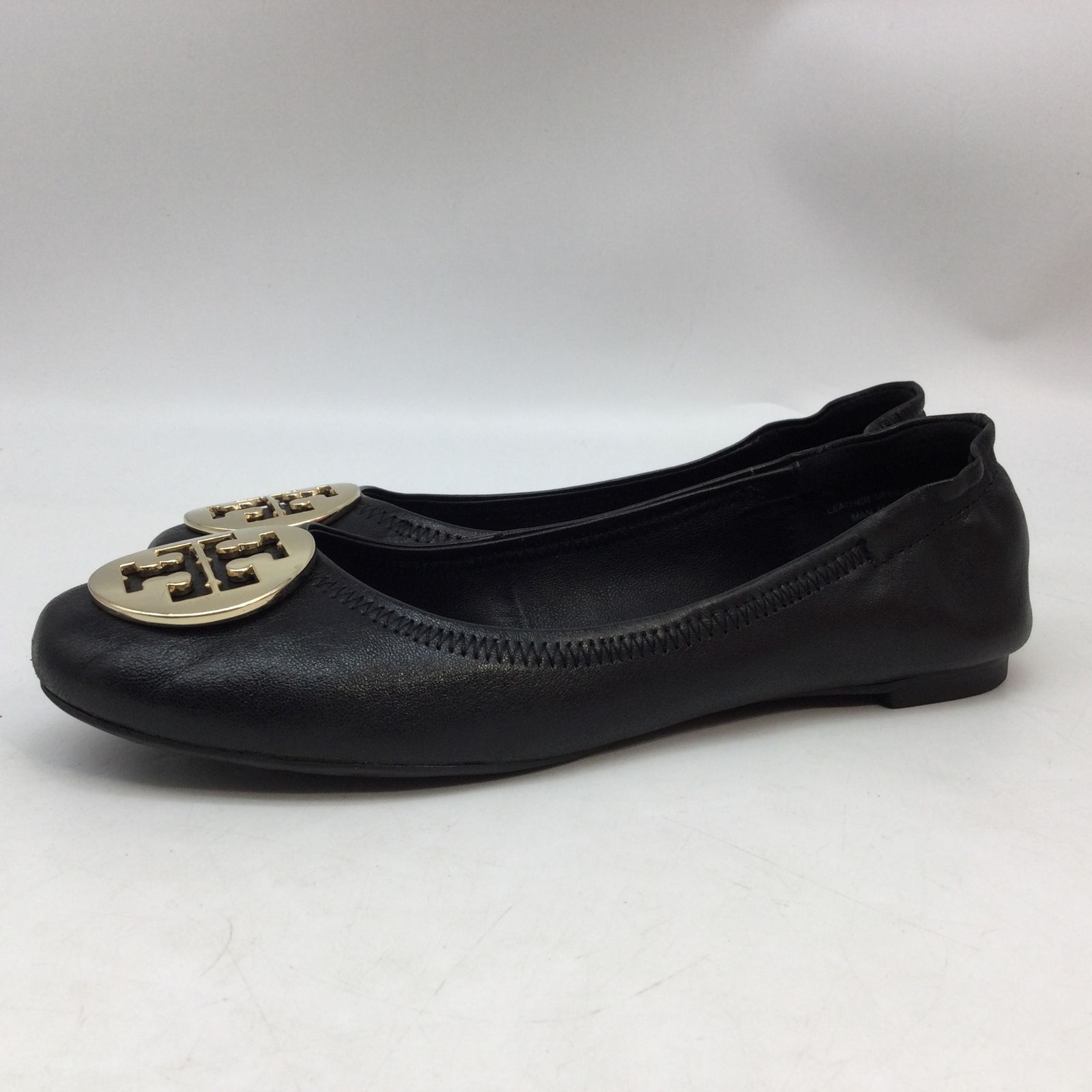 トリーバーチ ブラックレザー フラットシューズ TORY BURCH