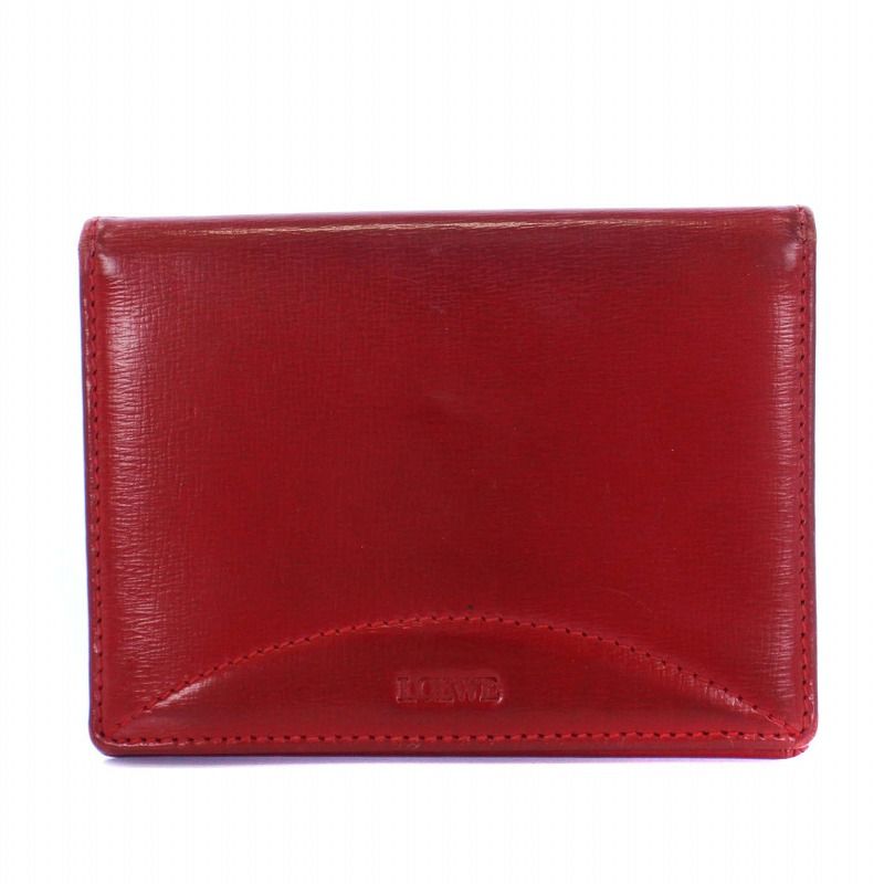 ロエベ LOEWE  ロゴ アナグラム 定期入れ パスケース レザー 赤 レッド /KH ■OH ●D