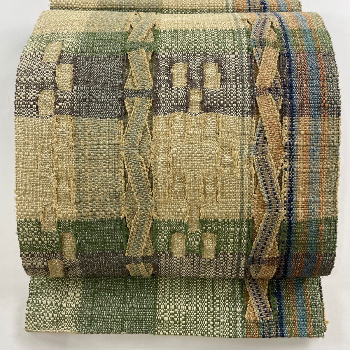 名古屋帯 美品 逸品 証紙あり 渡文 八寸名古屋帯 松葉仕立て 縞 茶色 正絹 中古