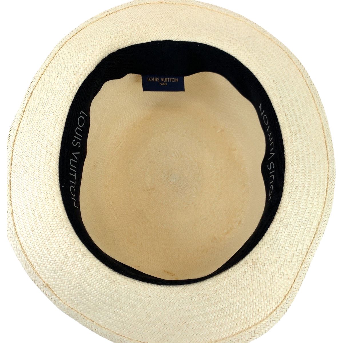 美品 LOUIS VUITTON ルイヴィトン モノグラム エクリプス シャポーサマータイム サイズ58 ホワイト 白 ベージュ M76513 ストローハット 帽子 メンズ 403843
