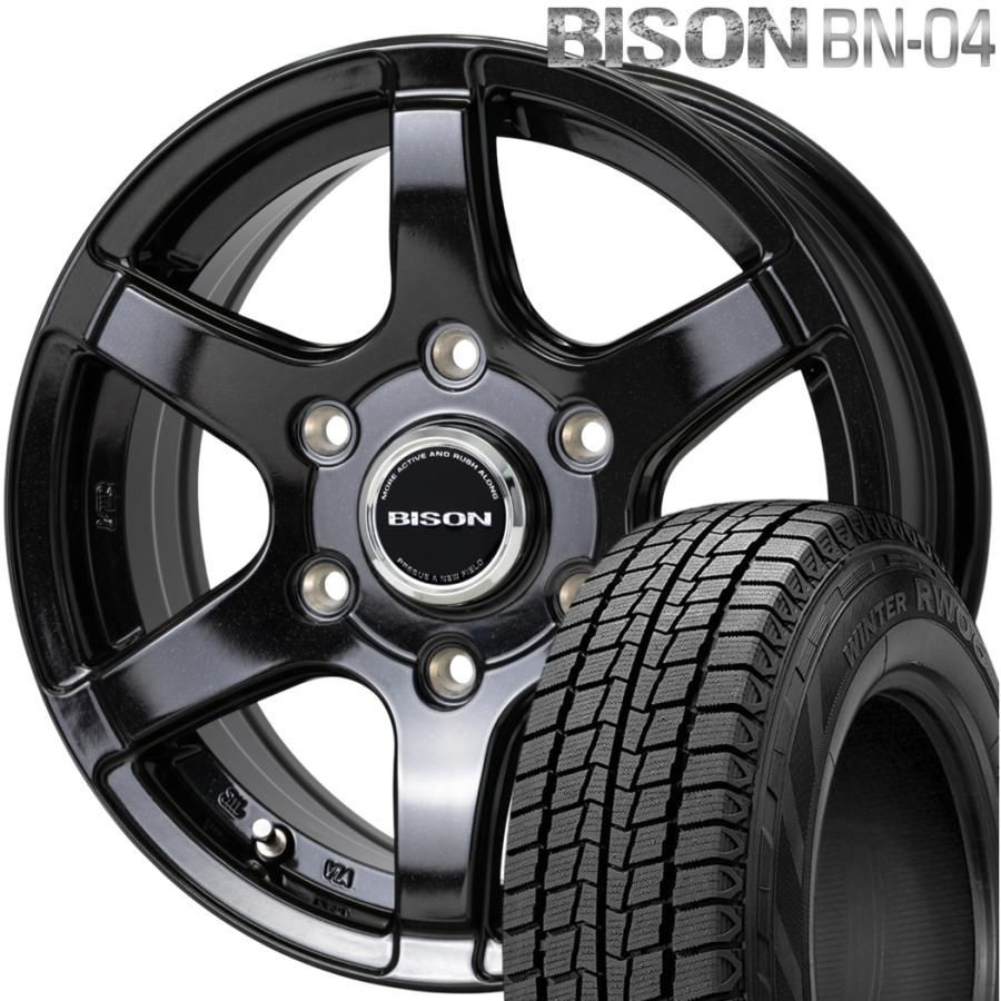期間 スタッドレス ホットスタッフ バイソン BN-04 BISON 15ｘ6.0 ＋44 6H 139.7 メタリックブラック ｘ４本 製 ハンコック RW06 195 80R15