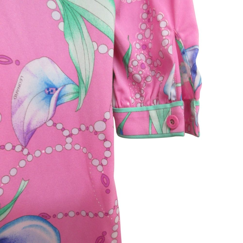 美品 LEONARD カンカン素材 スカート 花柄 美麗 フレア 美品 LEONARD カンカン素材 スカート 花柄 美麗 フレア 美品