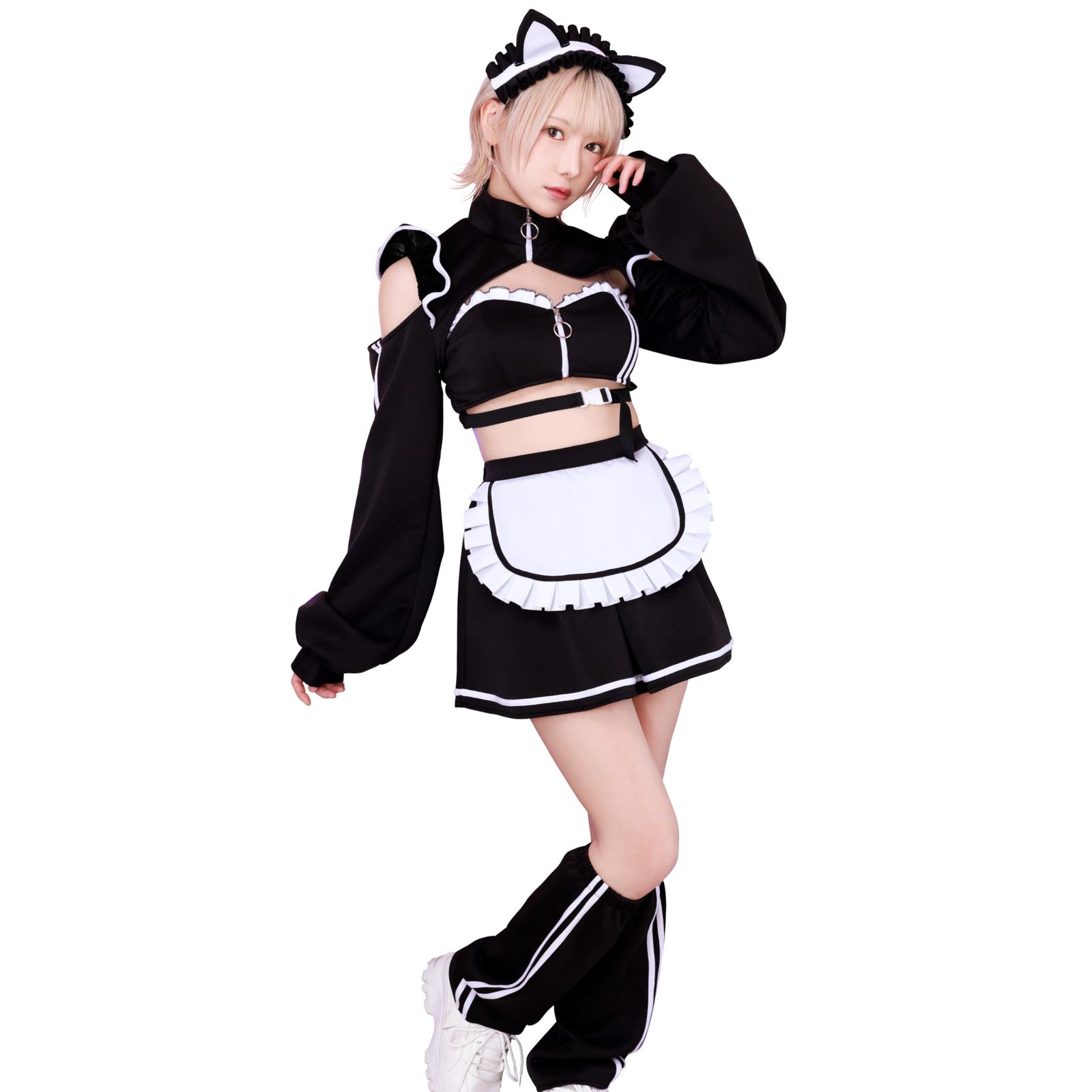 コスプレ ハロウィン SugarWhip 猫耳ジャージメイド レディース クリアストーン Clearstone ブラック