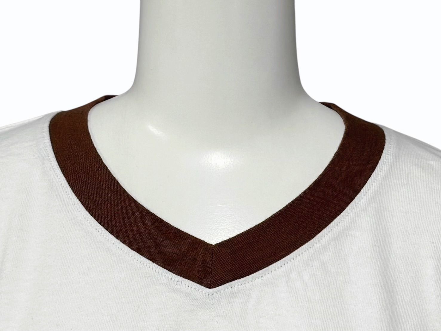 新品未使用 KAPITAL キャピタル 20/-天竺 VネックリンガーT(リトルベア&amp;ハーモニーpt) Tシャツ K2502SC017 ホワイト ブラウン サイズ3 中古 4b007552 KAPITAL - 新品未使用 KAPITAL キャピタル 20/-天竺 VネックリンガーT