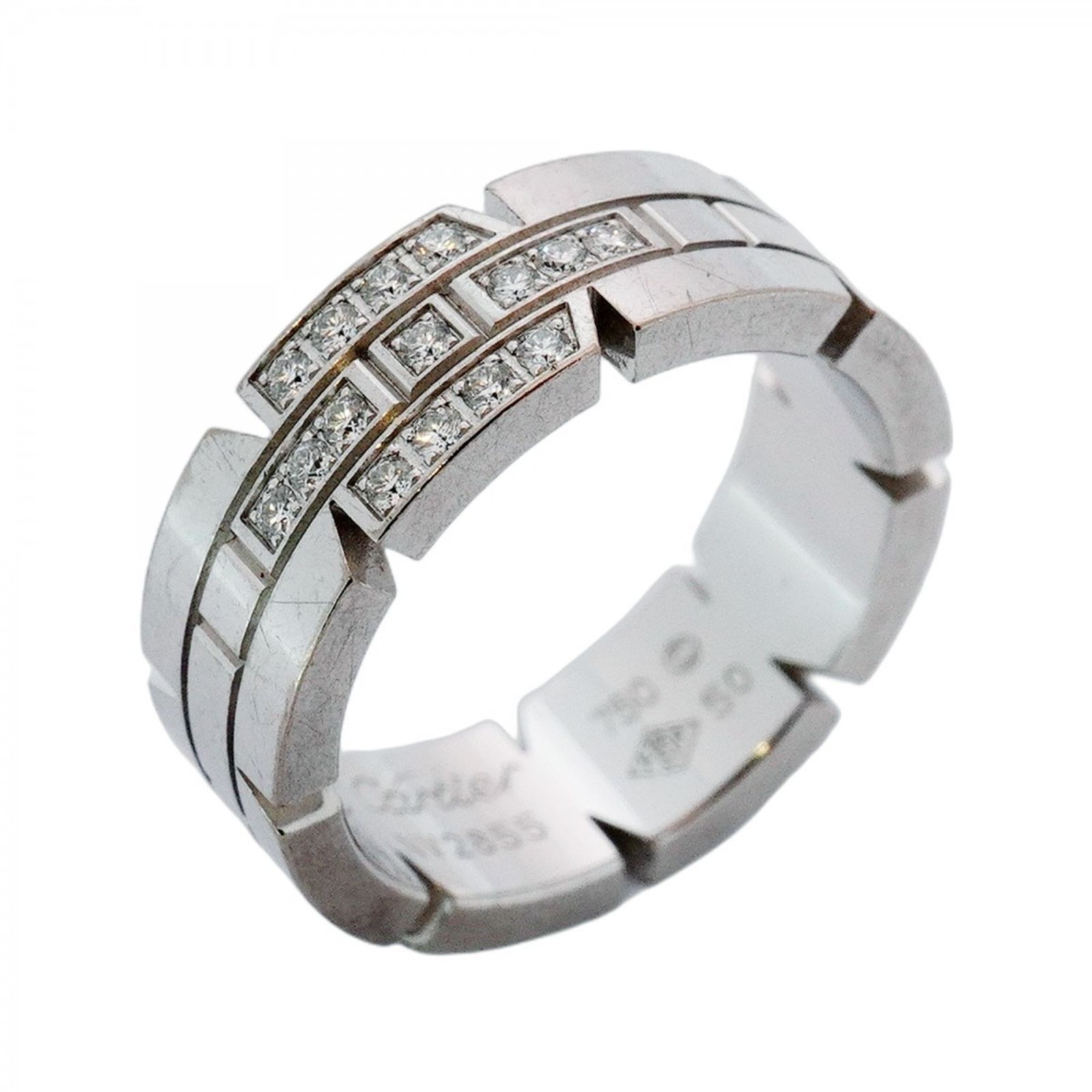 カルティエ Cartier カルティエ リング タンク フランセーズ 18KWG ホワイトゴールド ダイヤモンド ＃50レディース