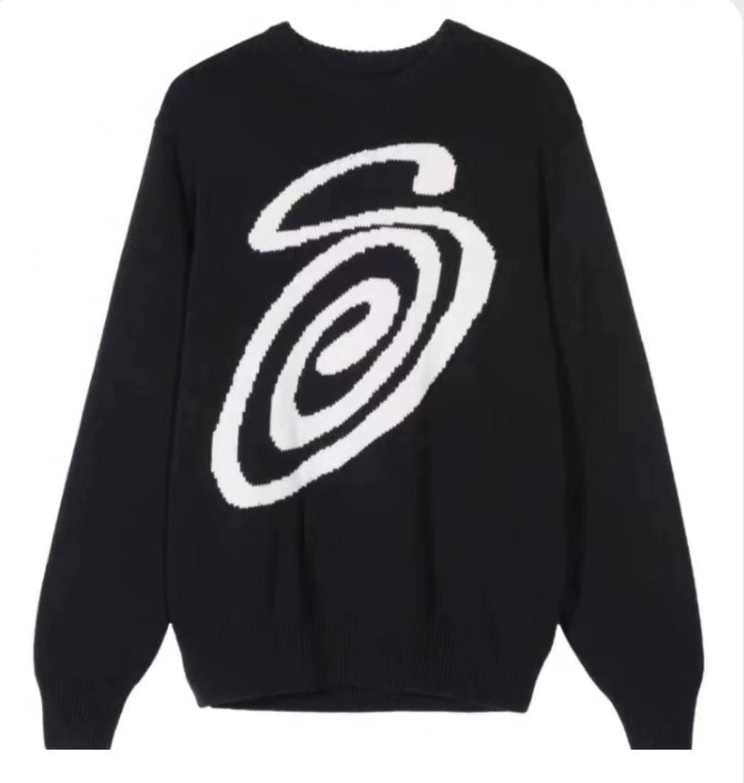 STUSSY Curly Logo ニットセーター ユニセックス 冬物 メンズ トップス 新品 未使用 ブラック